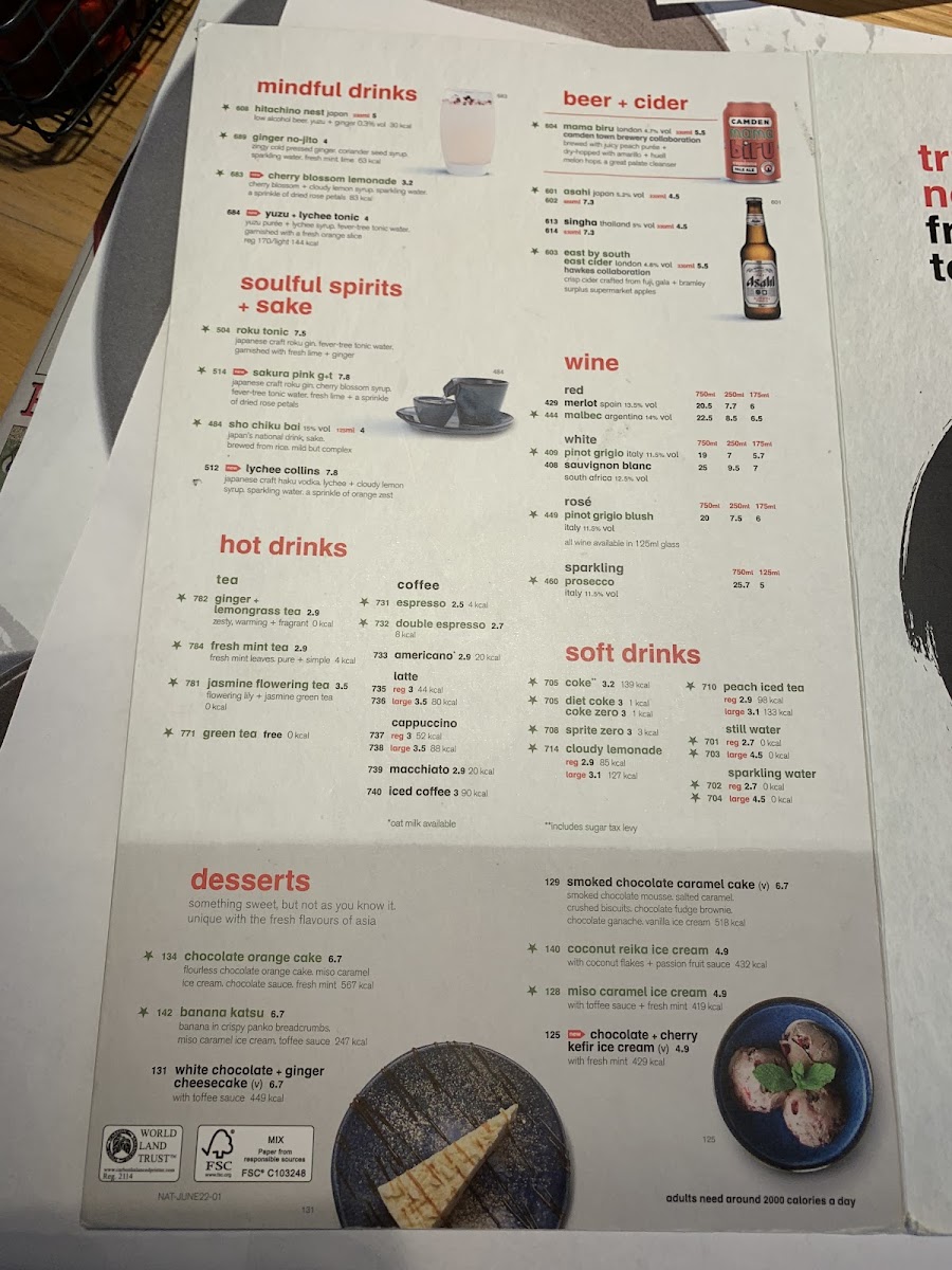 Menu Wagamama North Greenwich O2-5