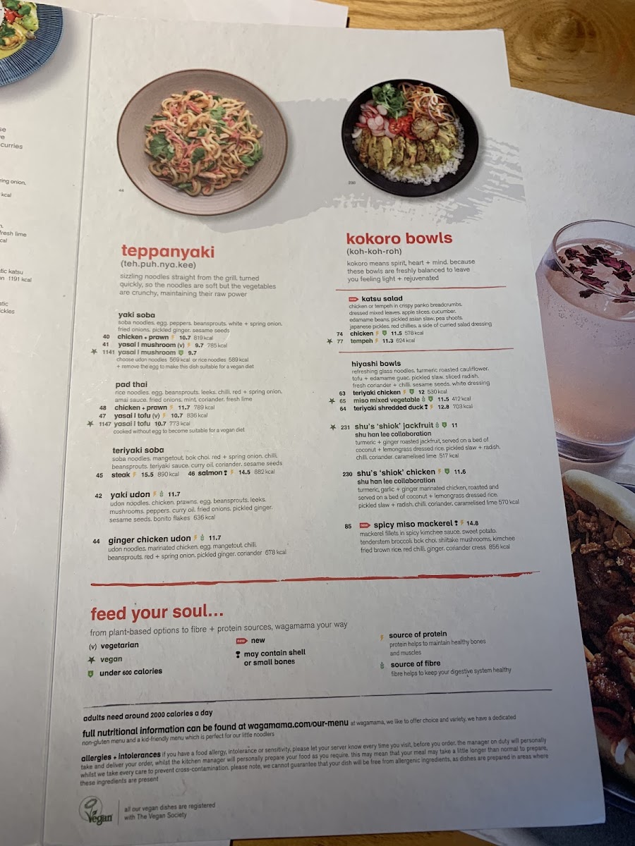Menu Wagamama North Greenwich O2-7