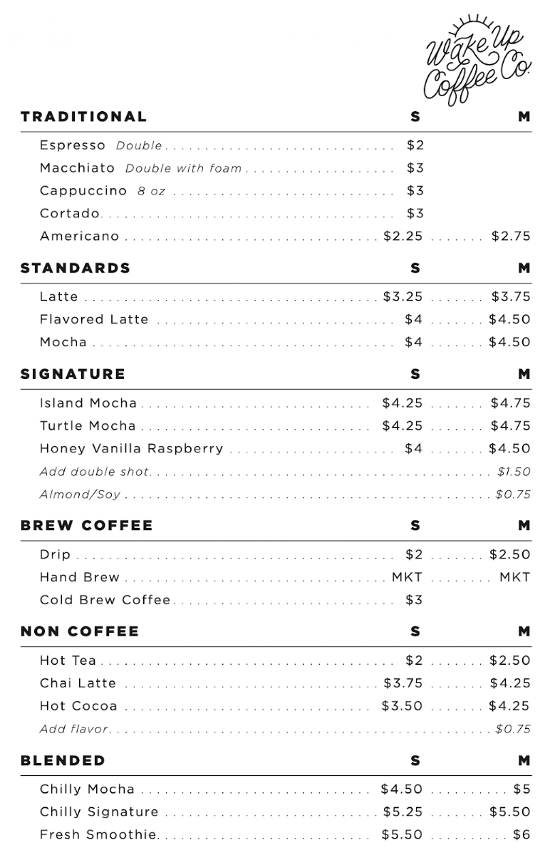 Menu Wake Up Coffee Company-1