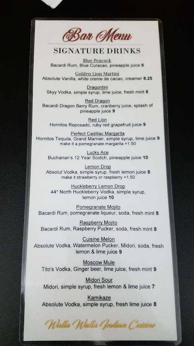 Menu Walla Walla Indian Cuisine-10