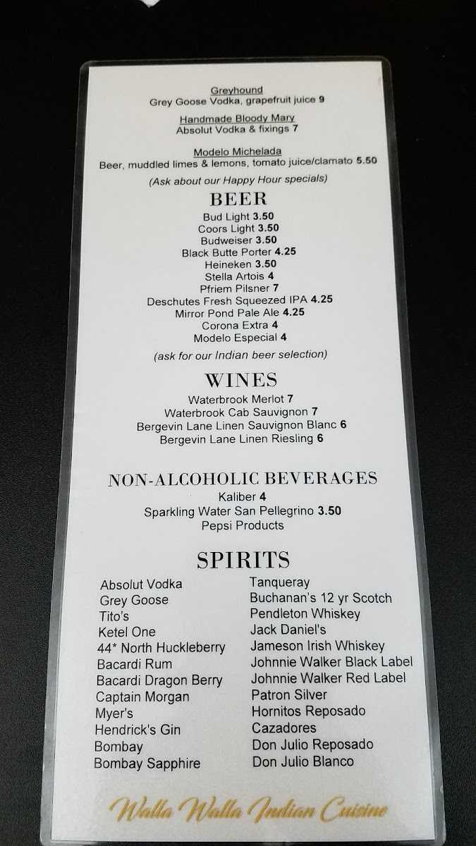 Menu Walla Walla Indian Cuisine-9