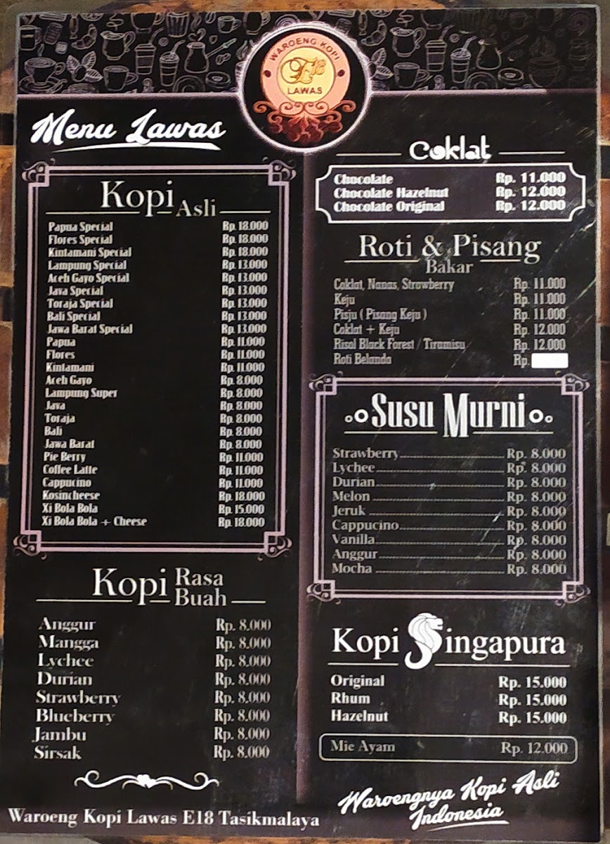 Menu Waroeng Kopi Lawas E-18-1