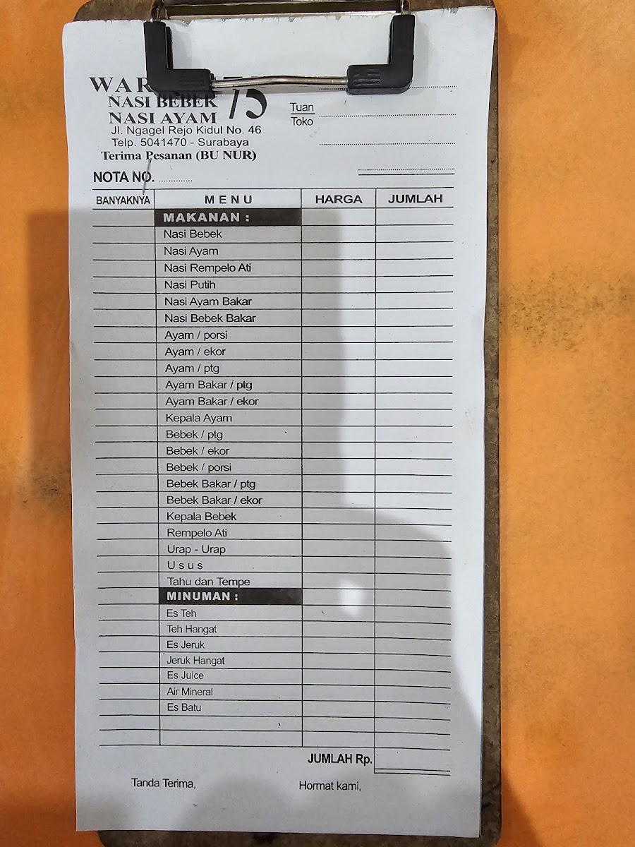 Menu Warung 75 Nasi Bebek Bu Nur-1