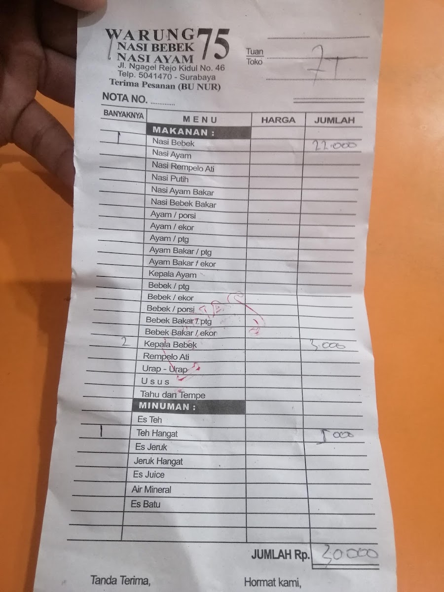 Menu Warung 75 Nasi Bebek Bu Nur-4