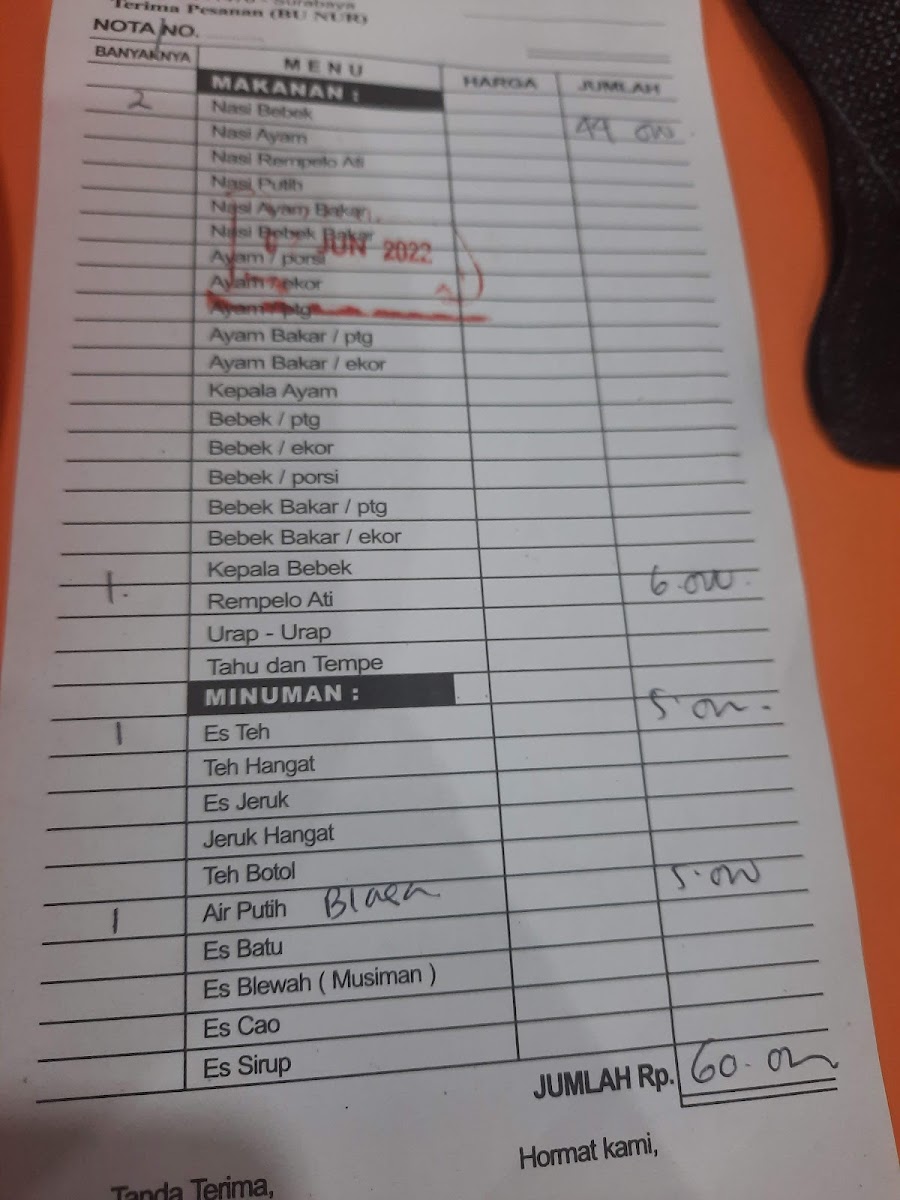 Menu Warung 75 Nasi Bebek Bu Nur-7