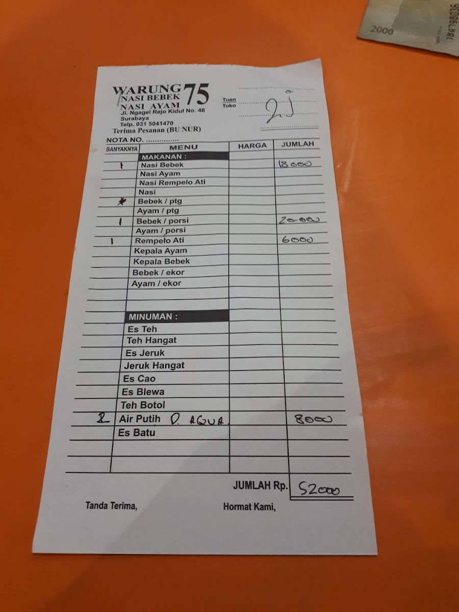 Menu Warung 75 Nasi Bebek Bu Nur-9
