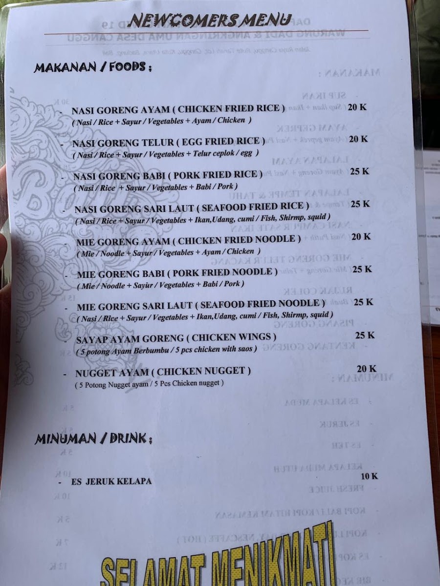 Menu Warung Dadi & Angkringan Uma Desa Canggu-2