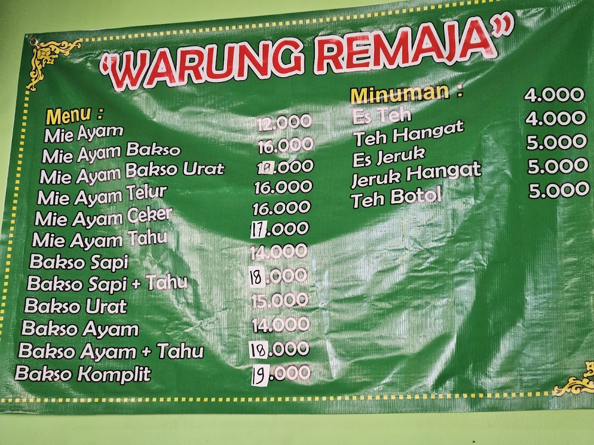Menu Warung Namba-8