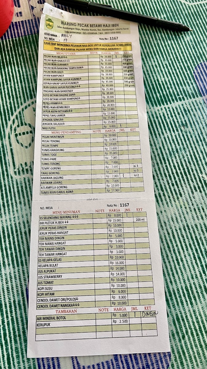 Menu Warung Pecak Betawi - H. Ibeh-1