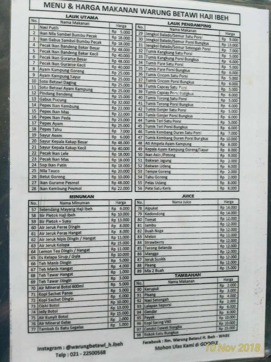 Menu Warung Pecak Betawi - H. Ibeh-10
