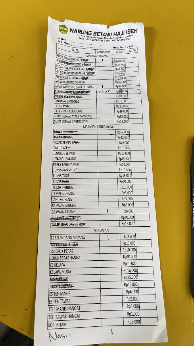 Menu Warung Pecak Betawi - H. Ibeh-2