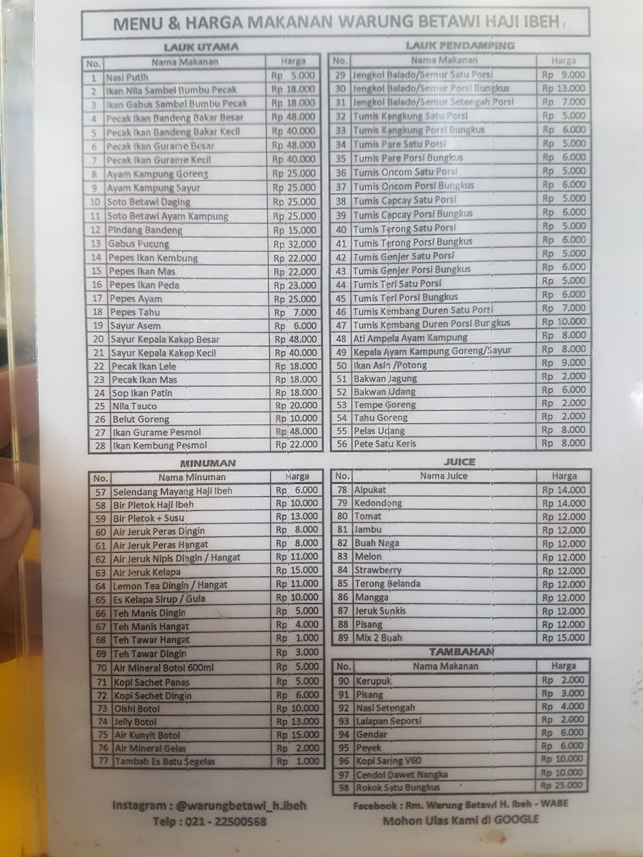 Menu Warung Pecak Betawi - H. Ibeh-4