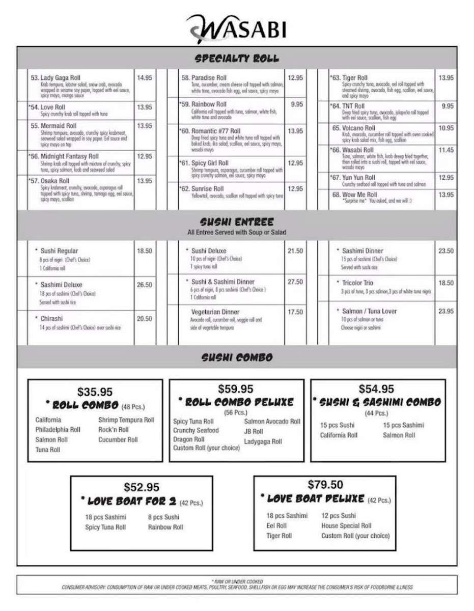 Menu Wasabi Sushi And Bar-7