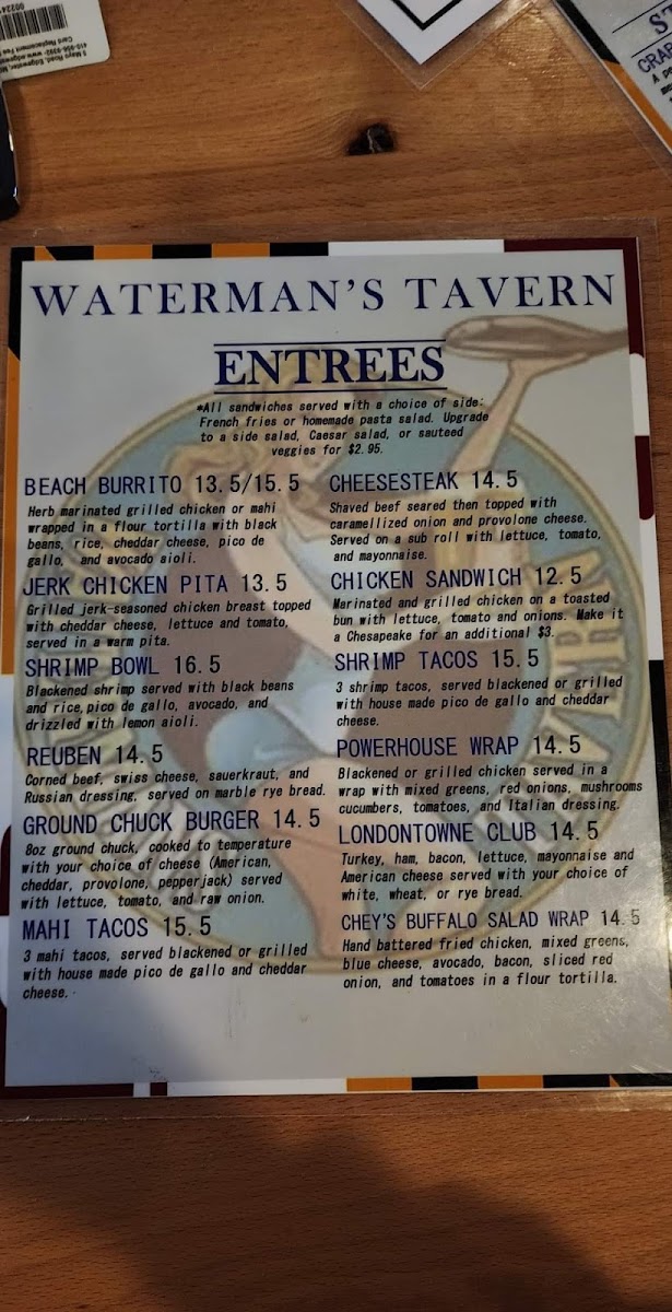 Menu Waterman's Tavern-3