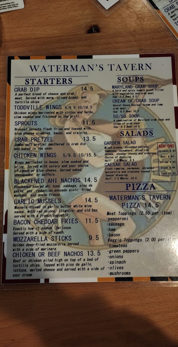 Menu Waterman's Tavern-4