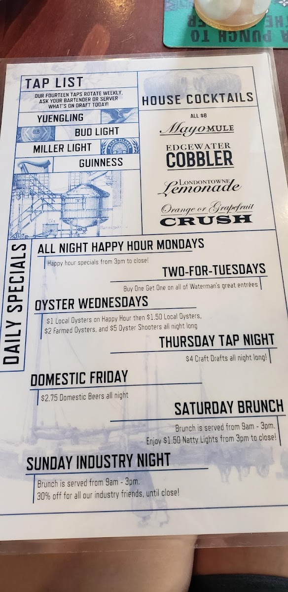 Menu Waterman's Tavern-6