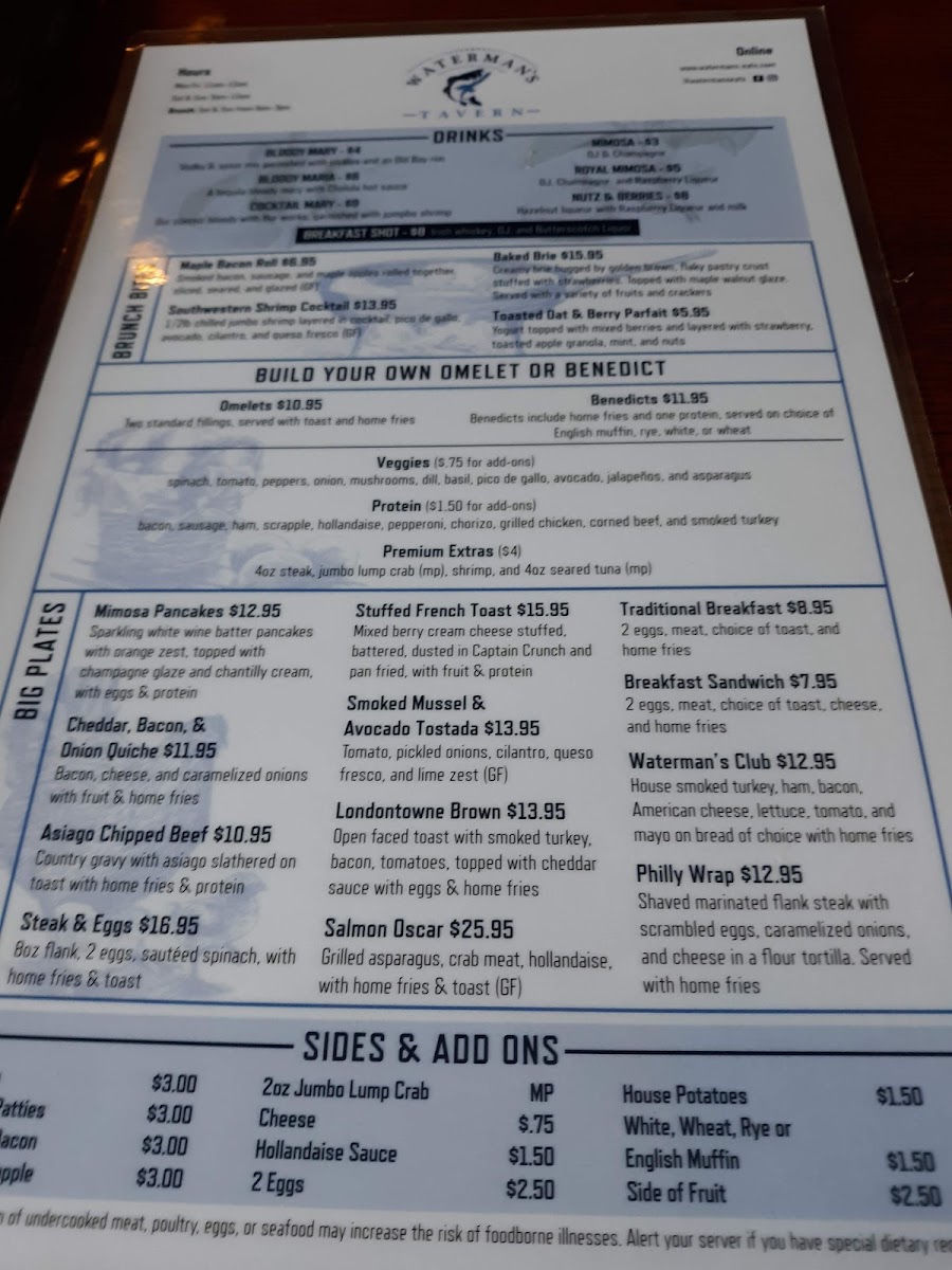 Menu Waterman's Tavern-8