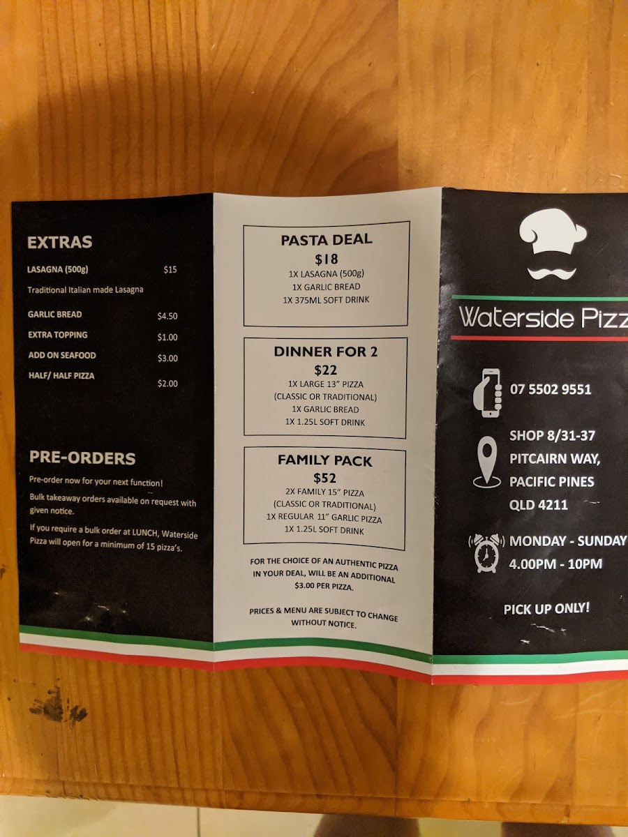 Menu Waterside Pizza Pacific Pines-3