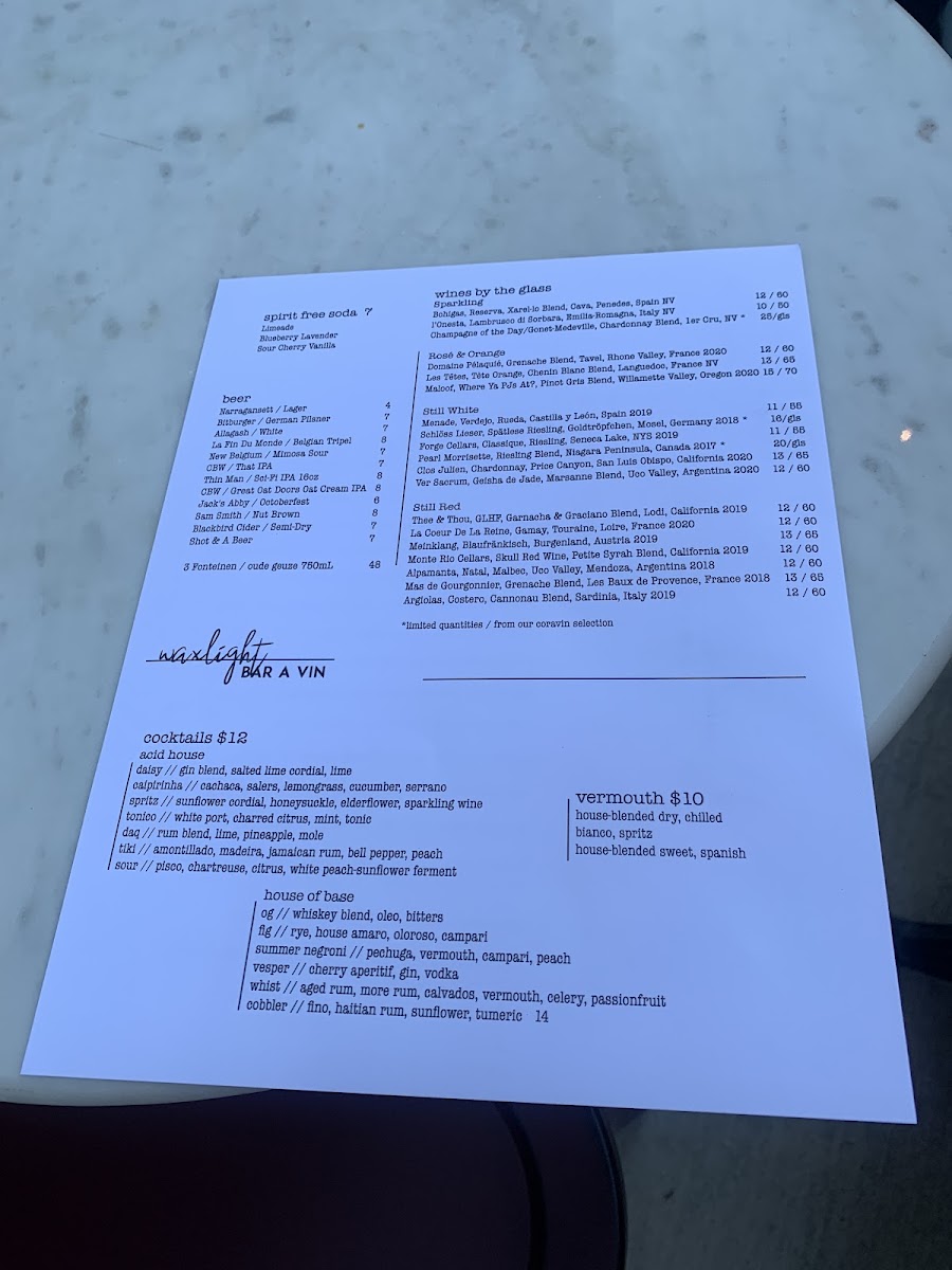 Menu Waxlight Bar A Vin-9