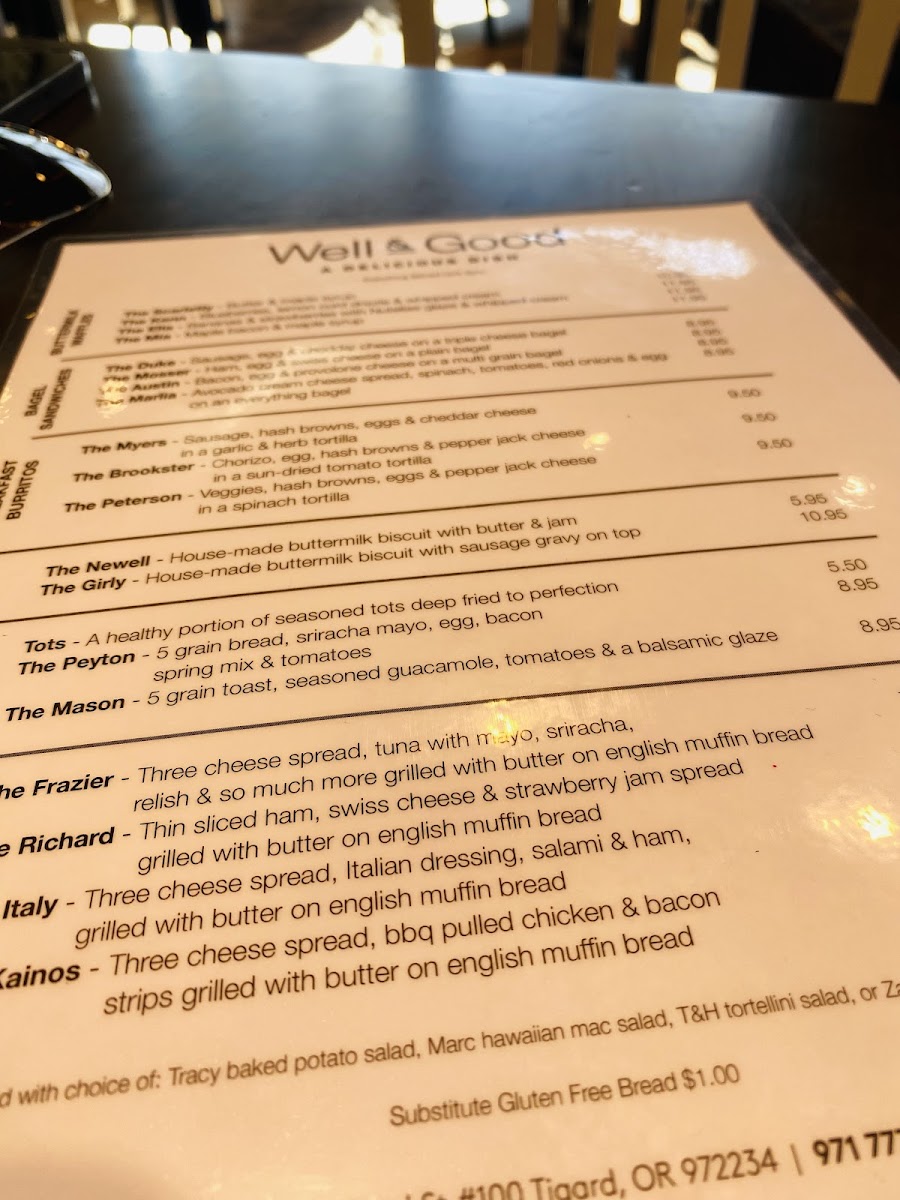 Menu Well & Good Cafe - Tigard-9