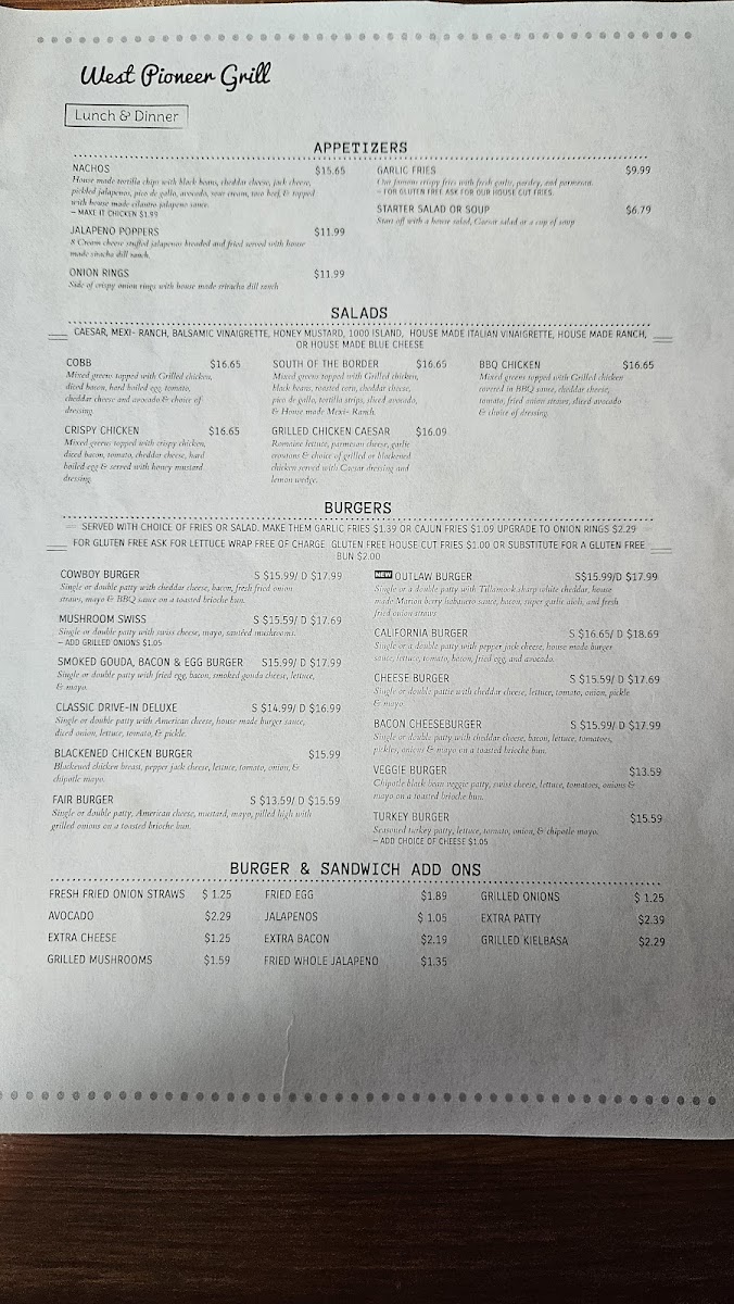 Menu West Pioneer Grill-7