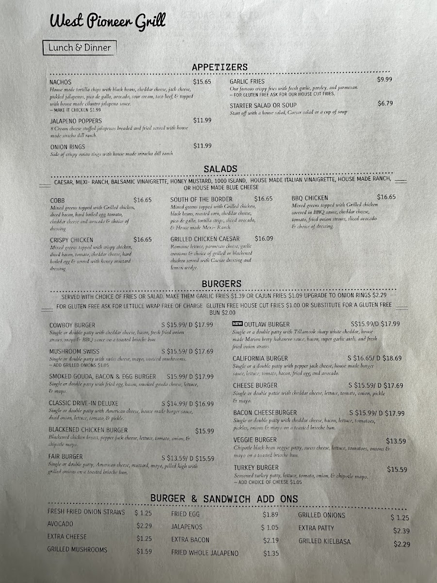 Menu West Pioneer Grill-8