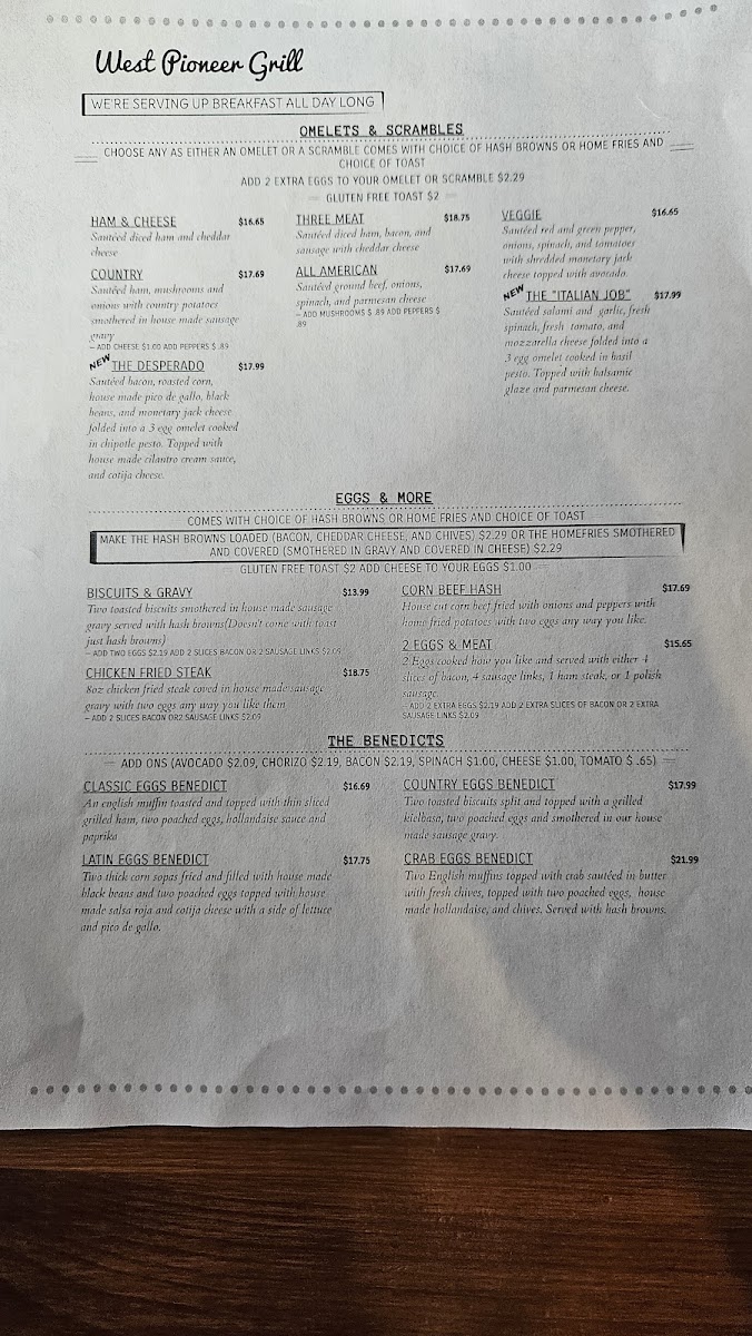 Menu West Pioneer Grill-9