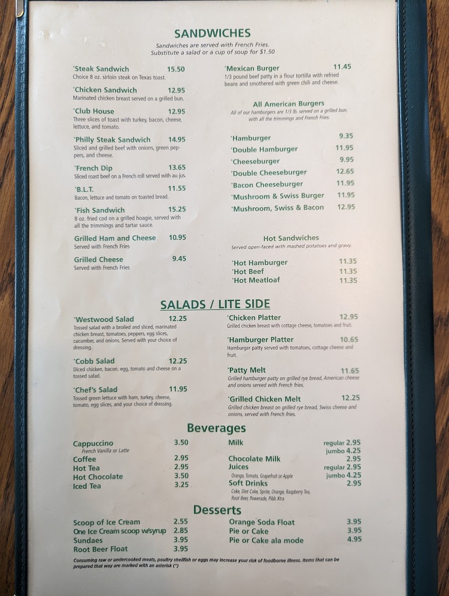 Menu Westwood Inn-4