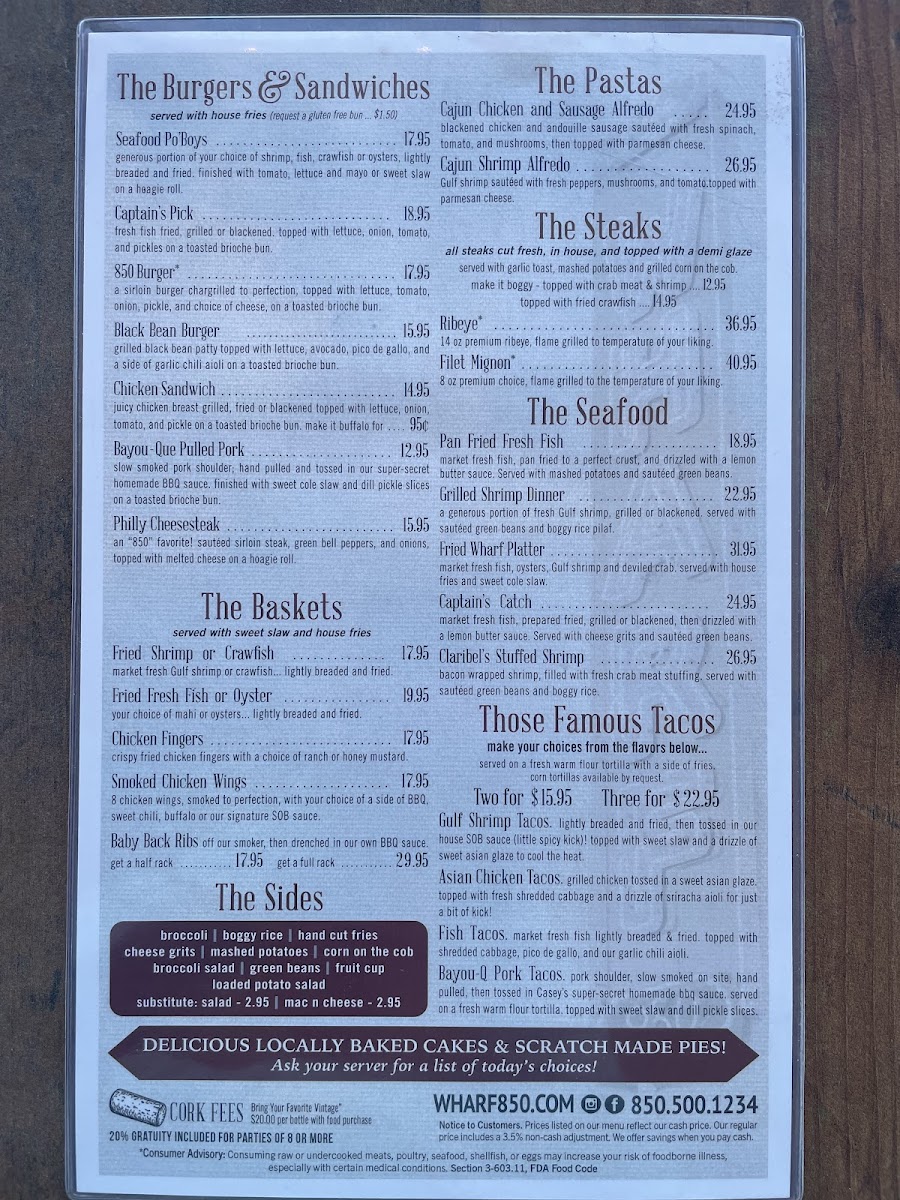 Menu Wharf 850-10
