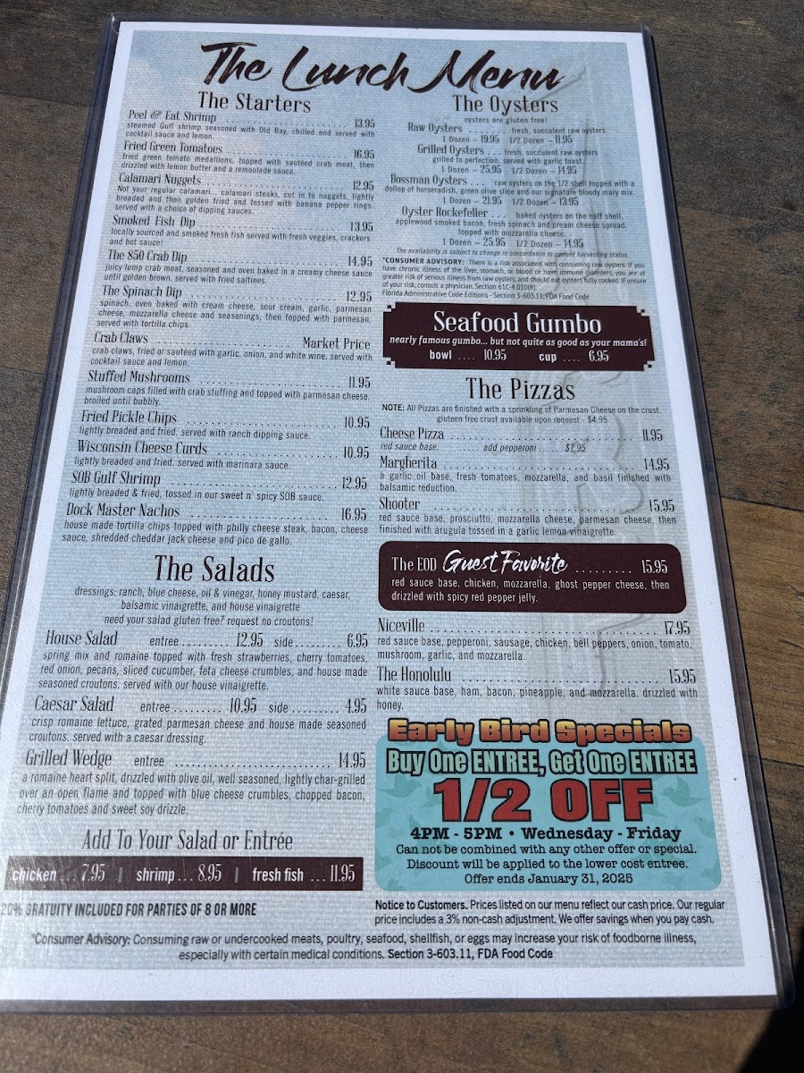 Menu Wharf 850-7