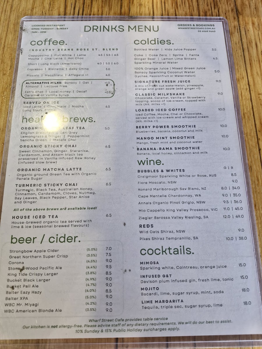 Menu Wharf Street Cafe (Nambucca Heads)-2