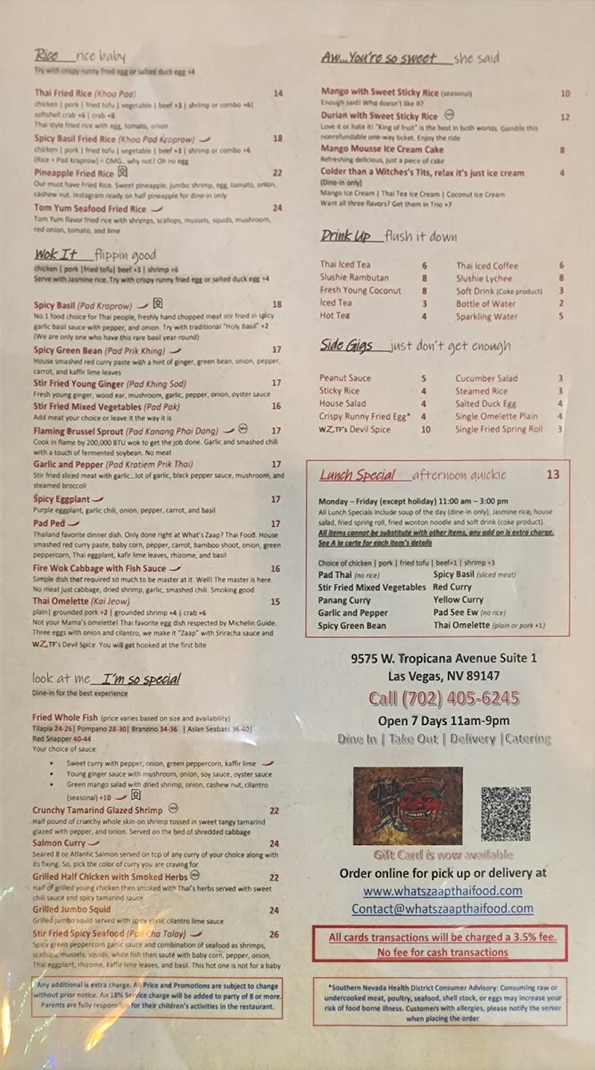 Menu What's Zaap? Thai Food-1