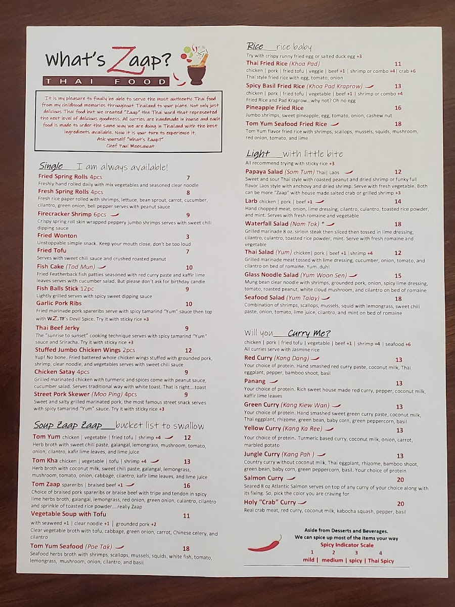 Menu What's Zaap? Thai Food-2
