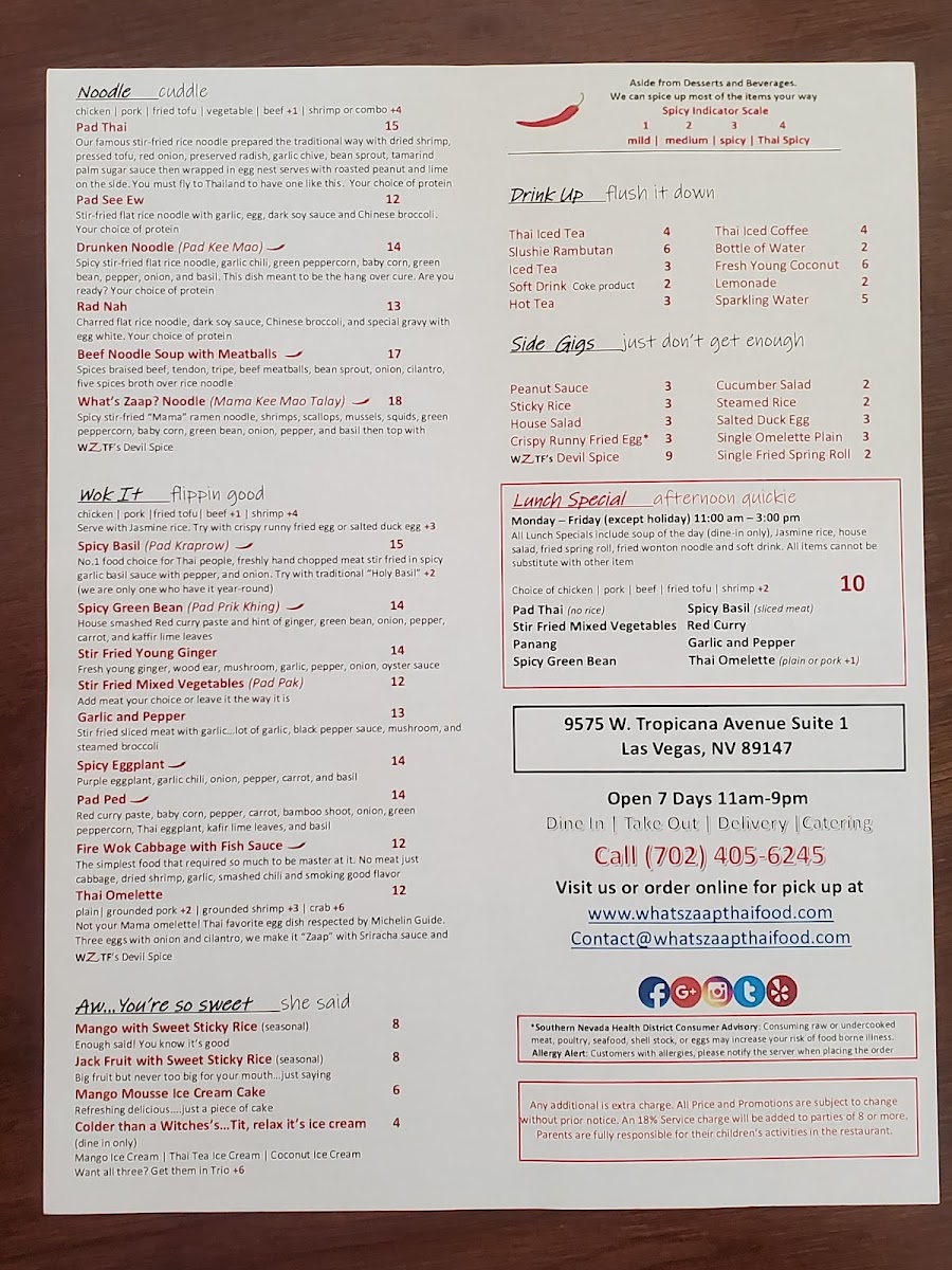 Menu What's Zaap? Thai Food-3