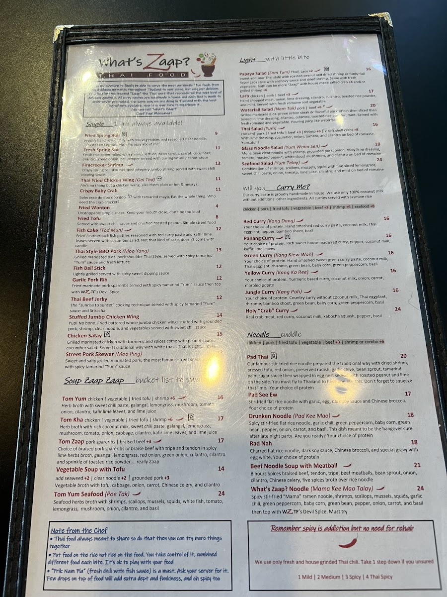 Menu What's Zaap? Thai Food-4