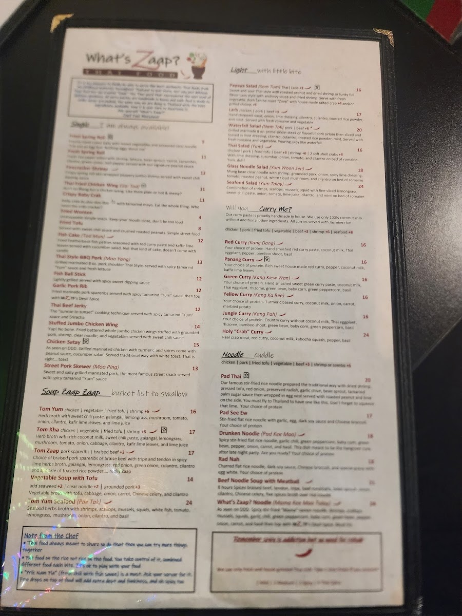 Menu What's Zaap? Thai Food-5