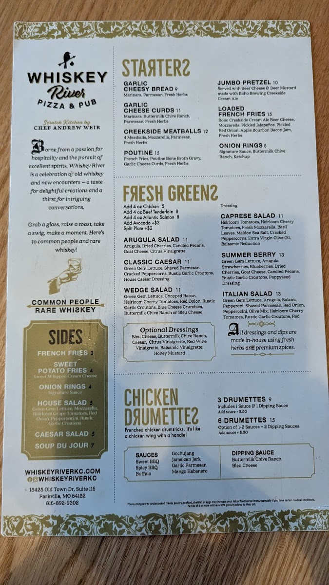 Menu Whiskey River Pizza & Pub-2