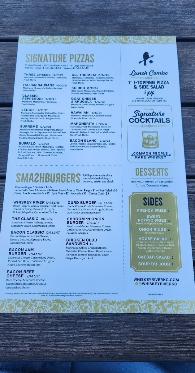 Menu Whiskey River Pizza & Pub-4