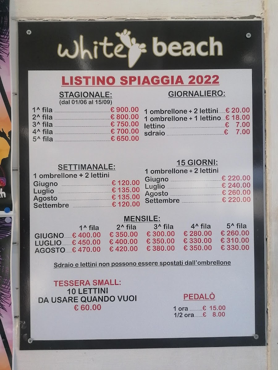 Menu White Beach Bar Restaurant And Resort-2