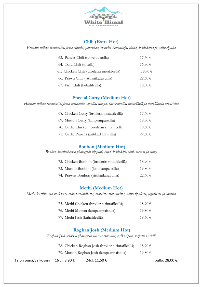 Menu White Himal-1