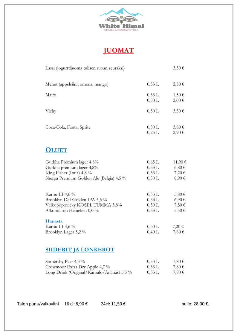 Menu White Himal-10