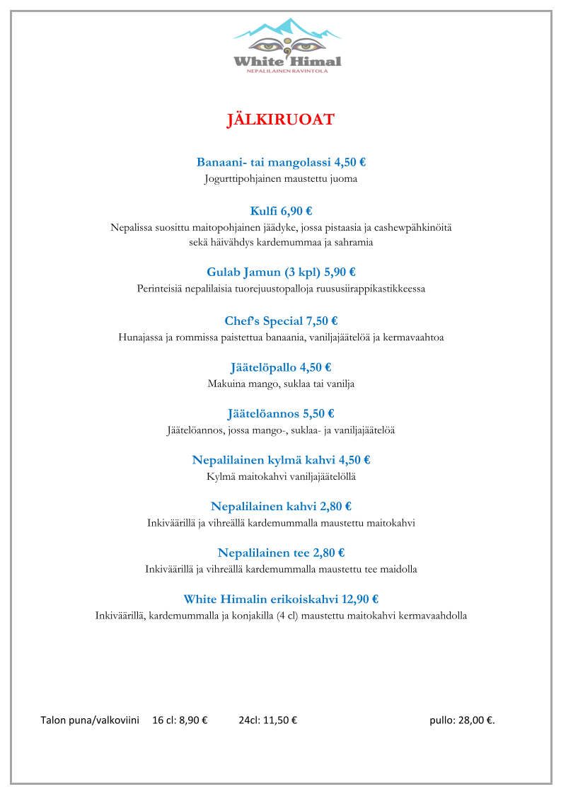Menu White Himal-2
