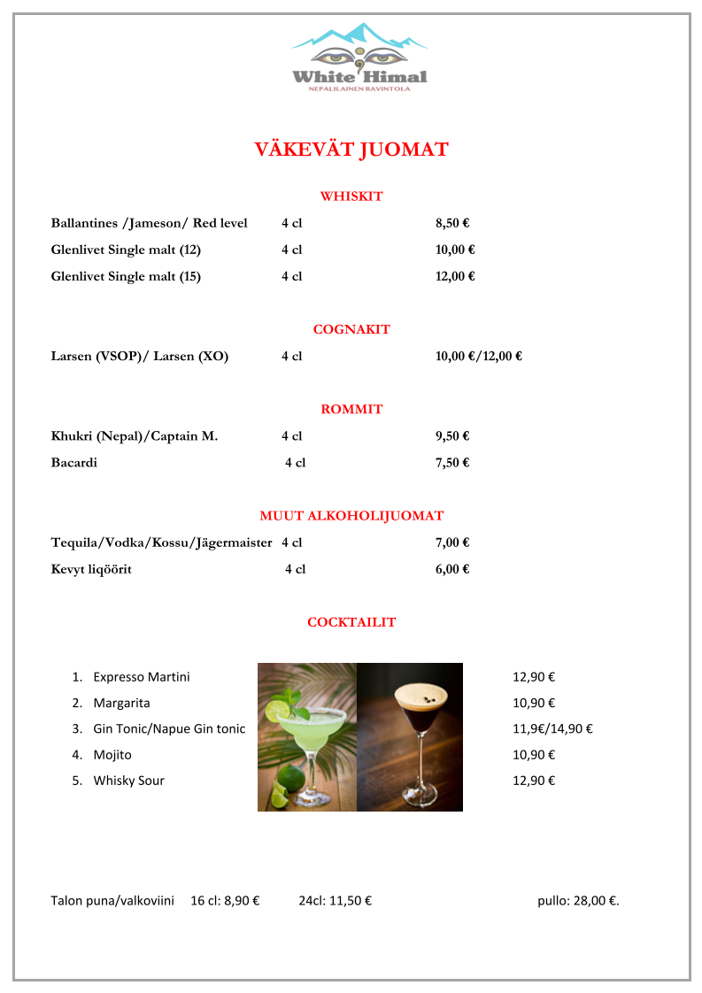 Menu White Himal-6