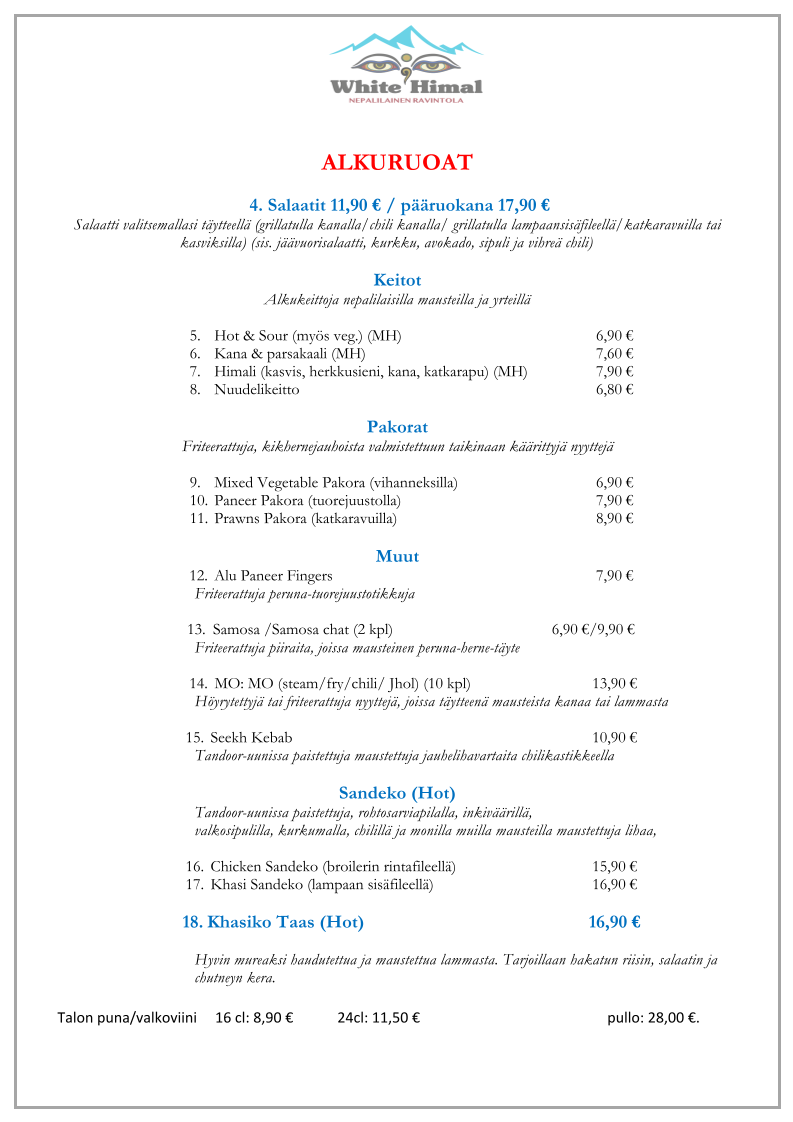 Menu White Himal-8