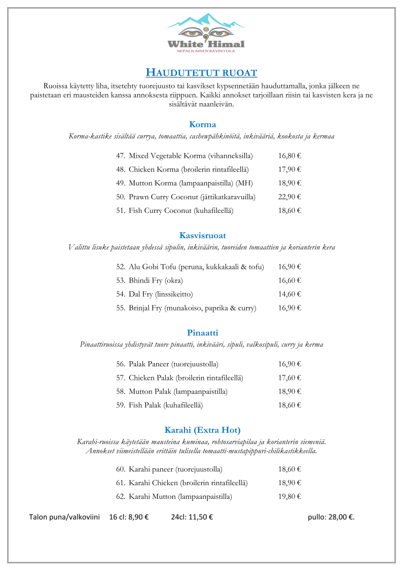 Menu White Himal-9