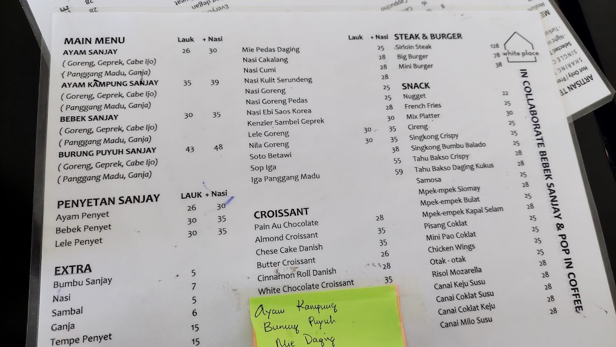 Menu White Place-8