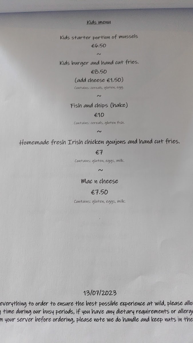 Menu Wild Restaurant Cork-3