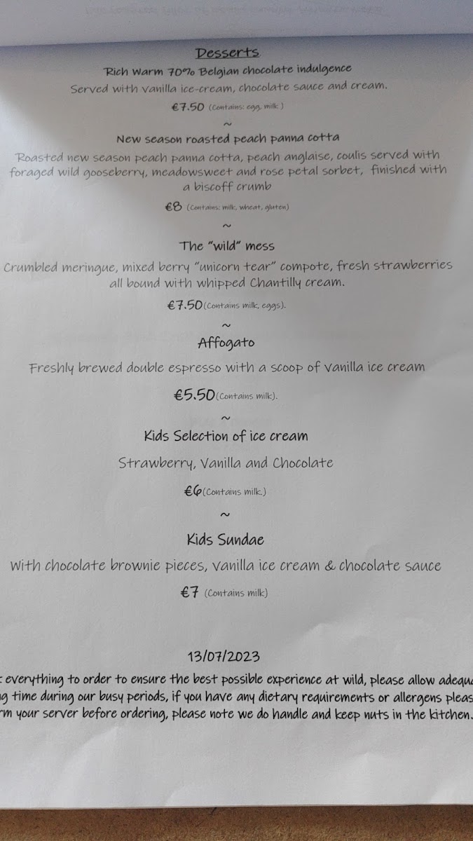 Menu Wild Restaurant Cork-4