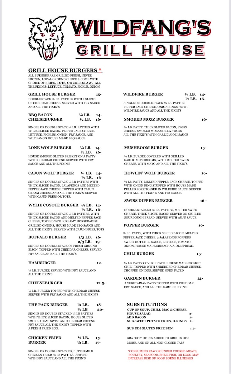 Menu Wildfang’S Grill House-5