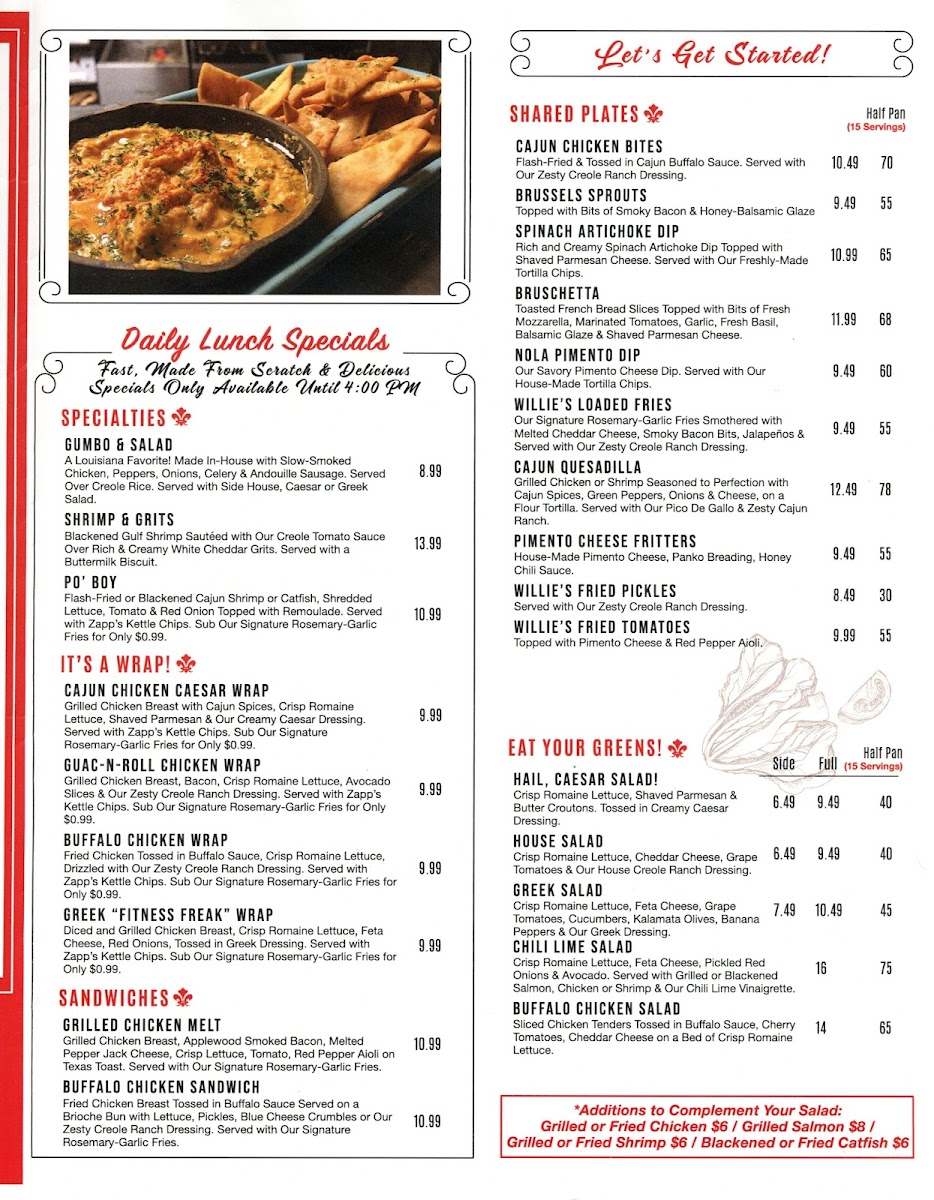 Menu Willie Rae's Social House-1